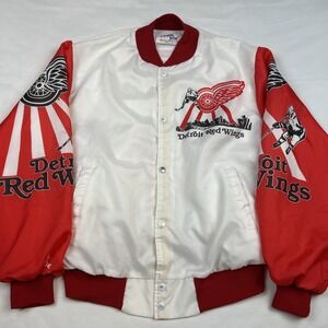 VTG Detroit Red Wings Chalk Line AOP Jacket Size Large Satin USA Made NHL Hockey